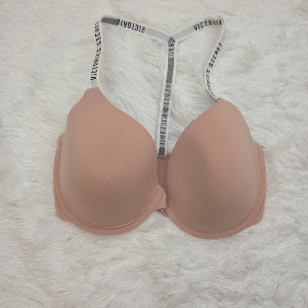 Victoria's Secret‎ T Shirt Demi Bra 32DDD 32F Nude Lightly Lined Racerback NEW